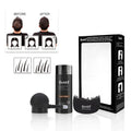 Dense hair fibre powder three-piece set with canister, spray bottle and comb for hair thickening