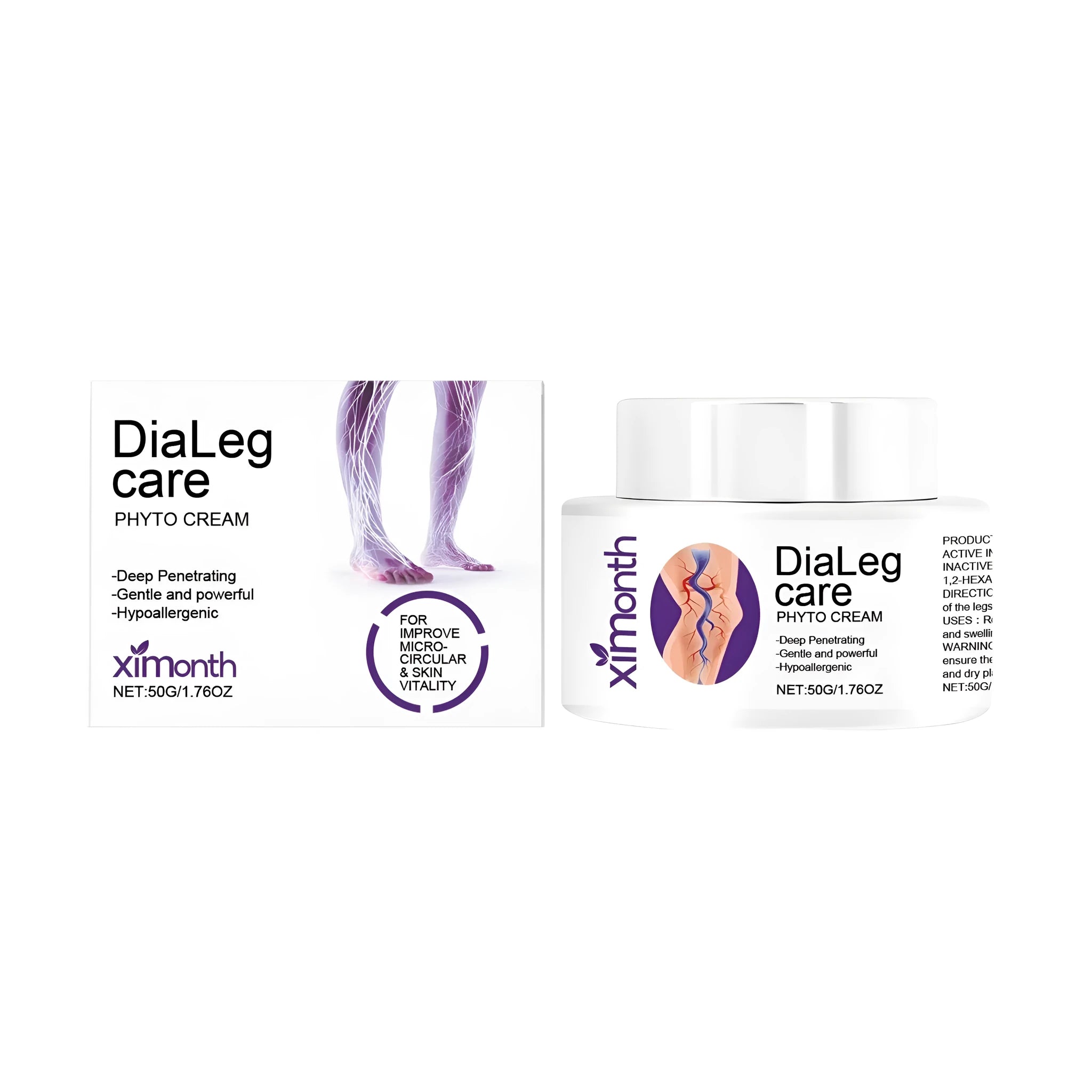 50g tube of varicose vein care cream with mint and shea butter ingredients.