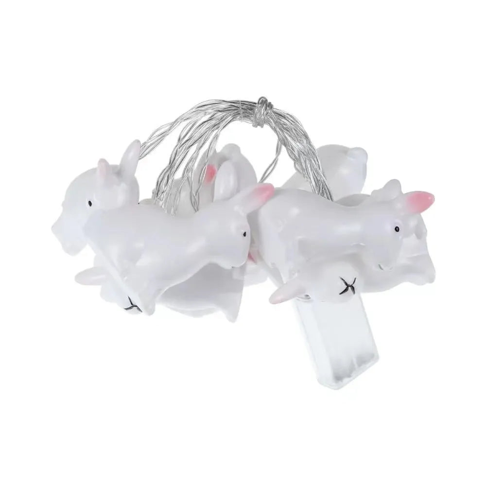 Easter plastic egg lamp string with 10 warm white LEDs, USB and battery power, manual switch