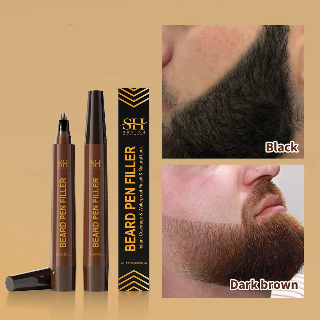 Men's sweatproof waterproof beard eyebrow hairline filler pencil in black and dark brown