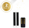 Black LED taper candle with realistic 3D flame effect measuring 18cm tall