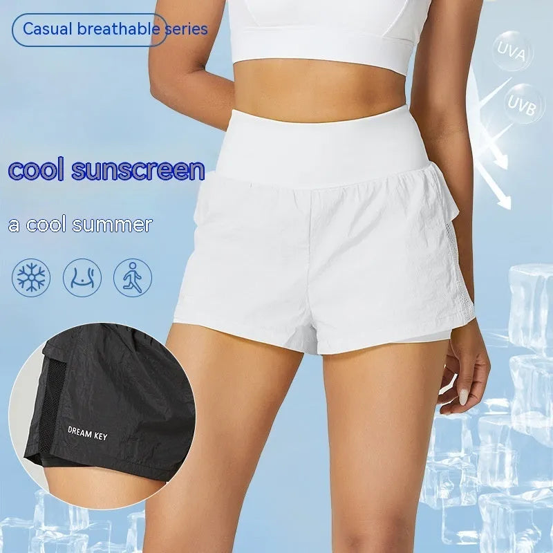 Women's cotton blend quick-dry fitness shorts in loose casual style