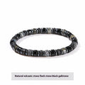 Natural haematite spacer bead bracelet with volcanic rock and aragonite interval beads, 6mm, simple unisex style