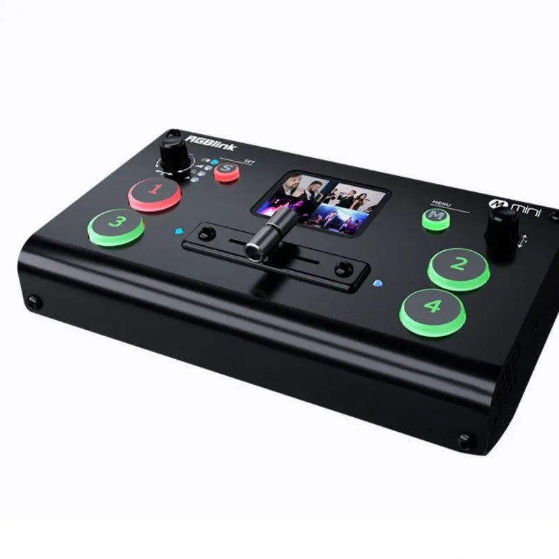 RGBLINK 4-way HDMI multi format switcher with 2.1-inch TFT screen and T-Bar switch