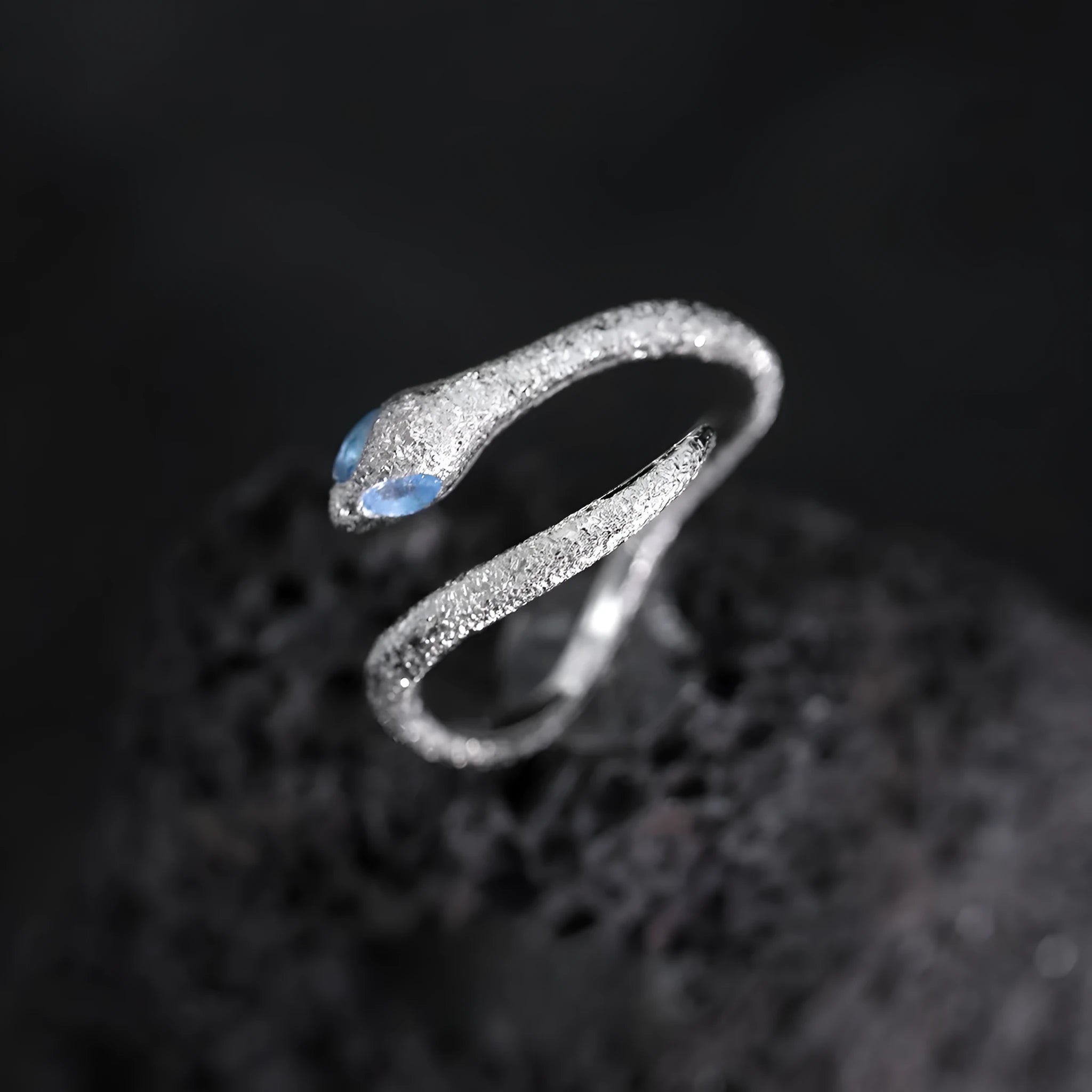 Women's adjustable silver snake zodiac ring with platinum-colour finish