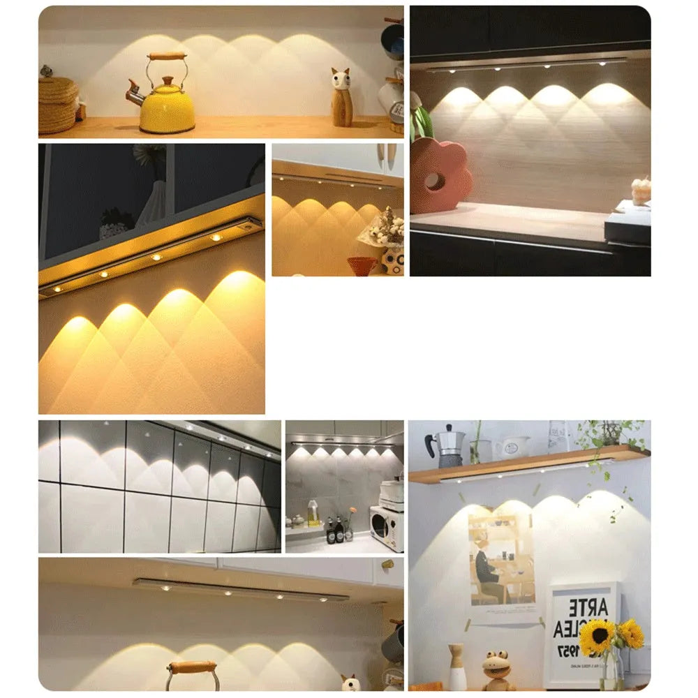 Black USB LED night light motion sensor aluminium strip for cabinet