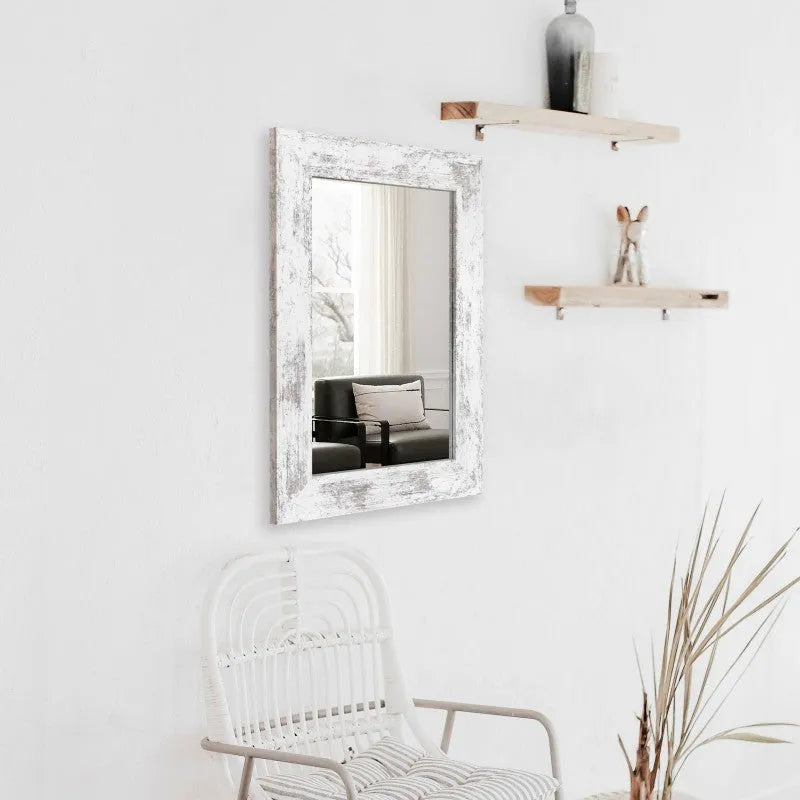 Wall-mounted pastoral style dressing mirror with retro Chinese design MDF frame