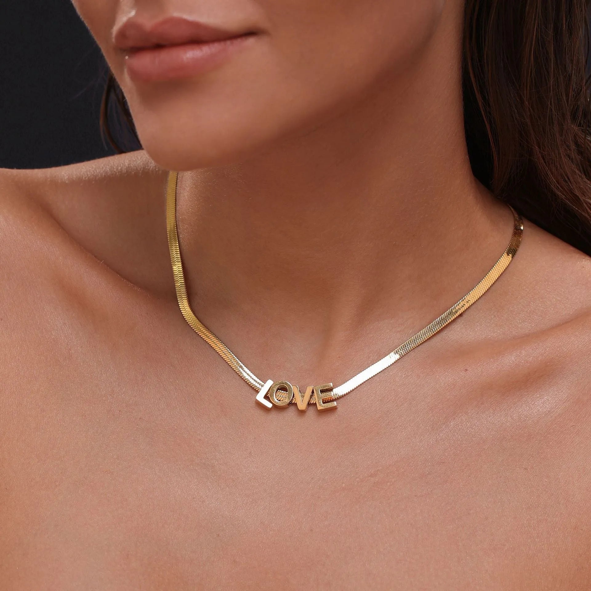 Gold electroplated titanium steel necklace with letter A pendant on 40.5cm chain