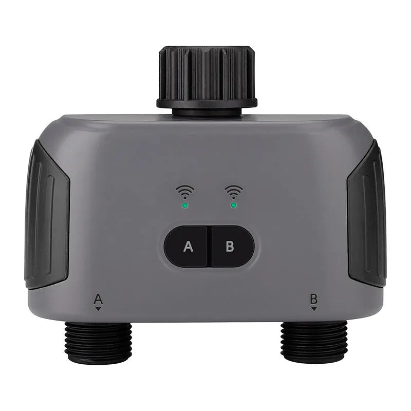 Bluetooth dual watering controller with timer connected to outdoor tap, 122x58x141.5mm, plastic body, IPX5 waterproof