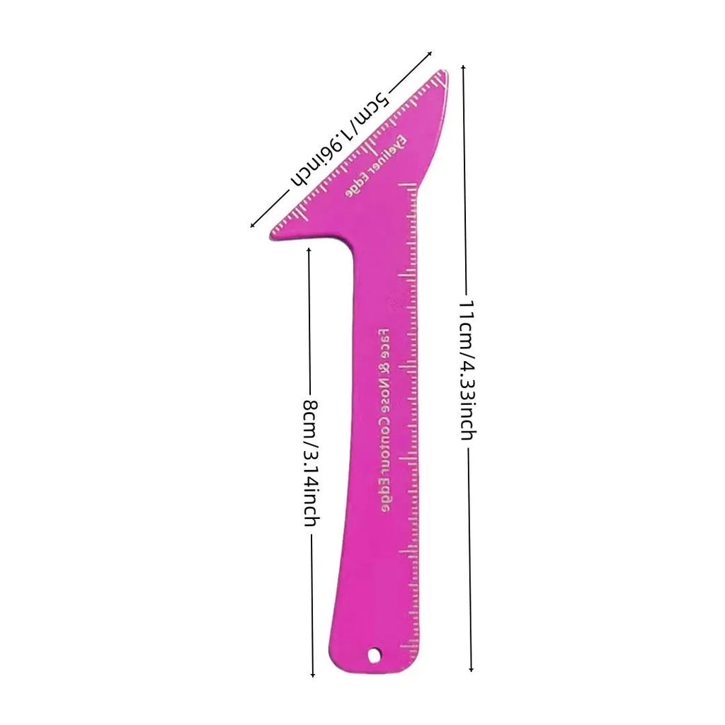 Pink reusable 3-in-1 eyeliner stencil set with four shapes for hooded eyes, wings, eyebrows, and face contouring.