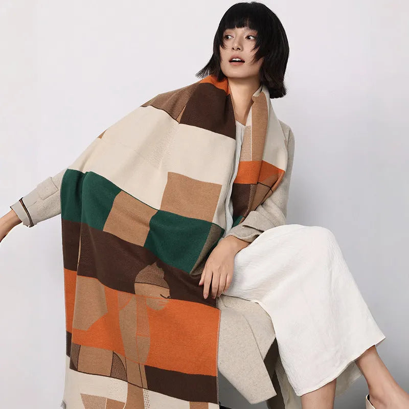Mid-length imitation cashmere scarf 185x65cm in eight colours for autumn