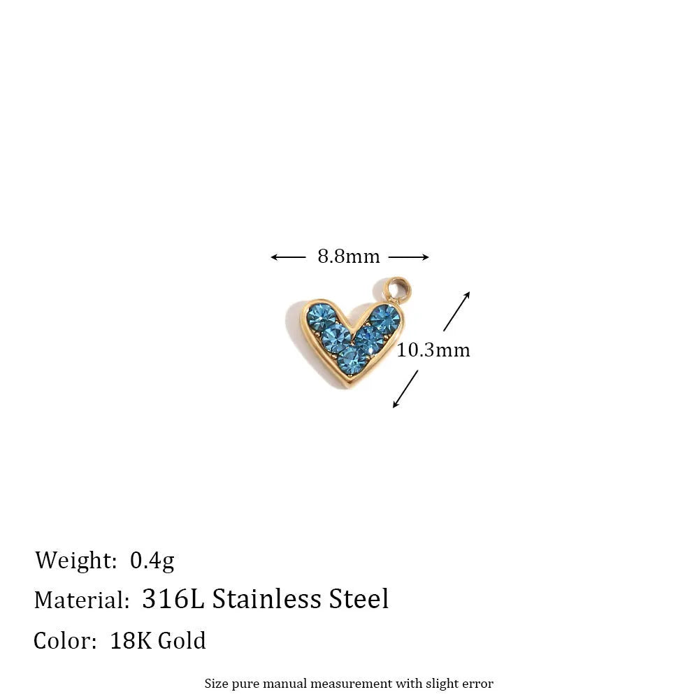 18K gold mini pendant with micro inlay colourful crystals on stainless steel base, geometric shape