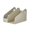 Desktop storage box with two compartments in milk coffee colour, dimensions 14.5x17x22cm