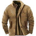 Men's green polyester padded coat with regular fit and fleece lining