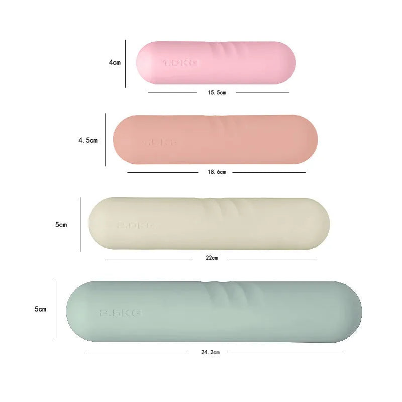 Hand-drawn silicone-edged dumbbell in various colours with cast iron weights