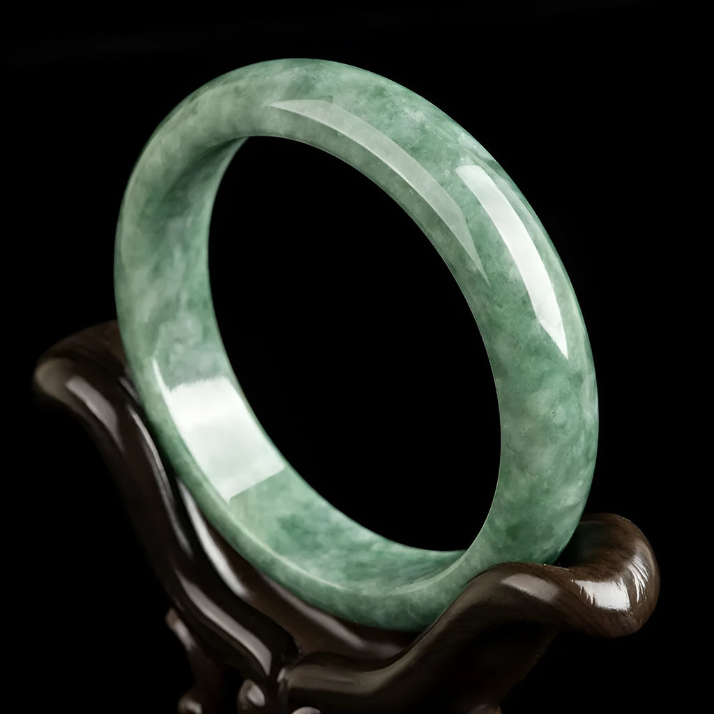 Natural emerald bean green ring bracelet for women simple style with certificate and gift box