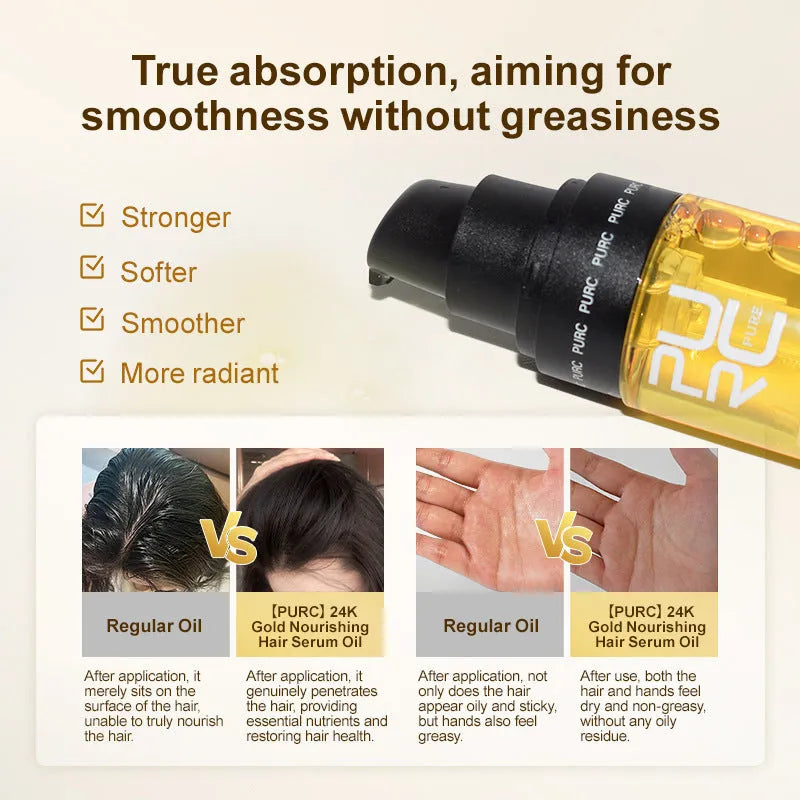 Yellow 50ml hair repair essential oil bottle for curly and frizzy hair care