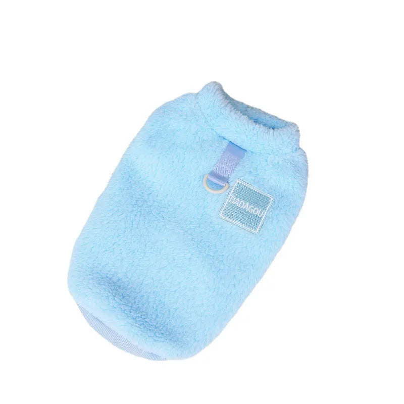 Coral fleece pet legs fluffy jacket with five-colour pull rings, available in multiple sizes and colours
