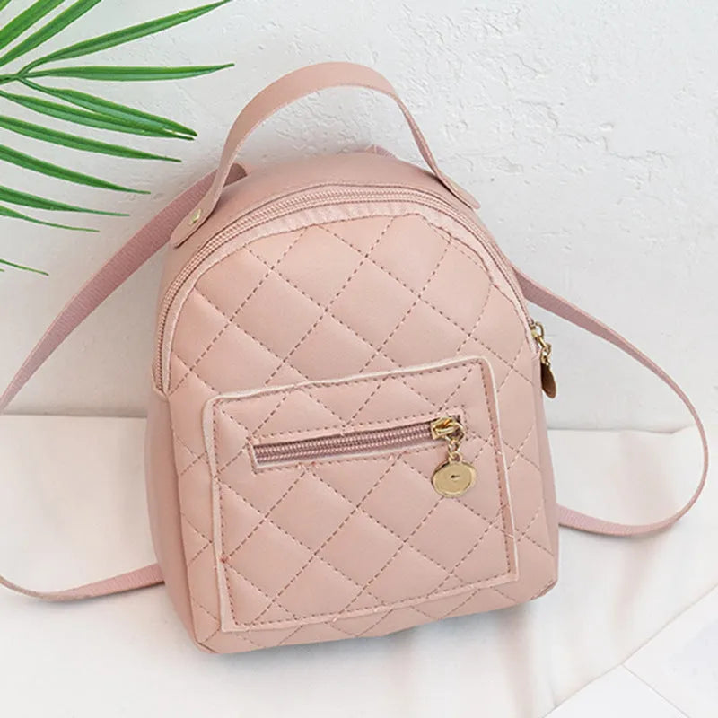 Korean style girls' hard square embroidered backpack with soft carry handle in white colour