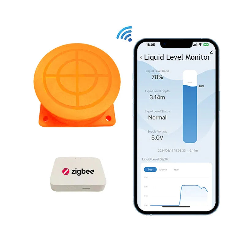Moray wireless fluid level monitor sensor for remote water and oil tank monitoring via smartphone app