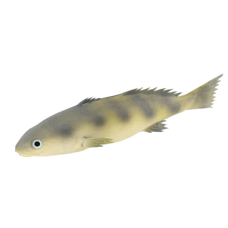 Set of three PU simulated fish models: yellow-fin tuna, small tuna, and yellow croaker for aquarium decor.