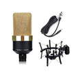 Wired condenser microphone with stand in black gold or champagne gold finish