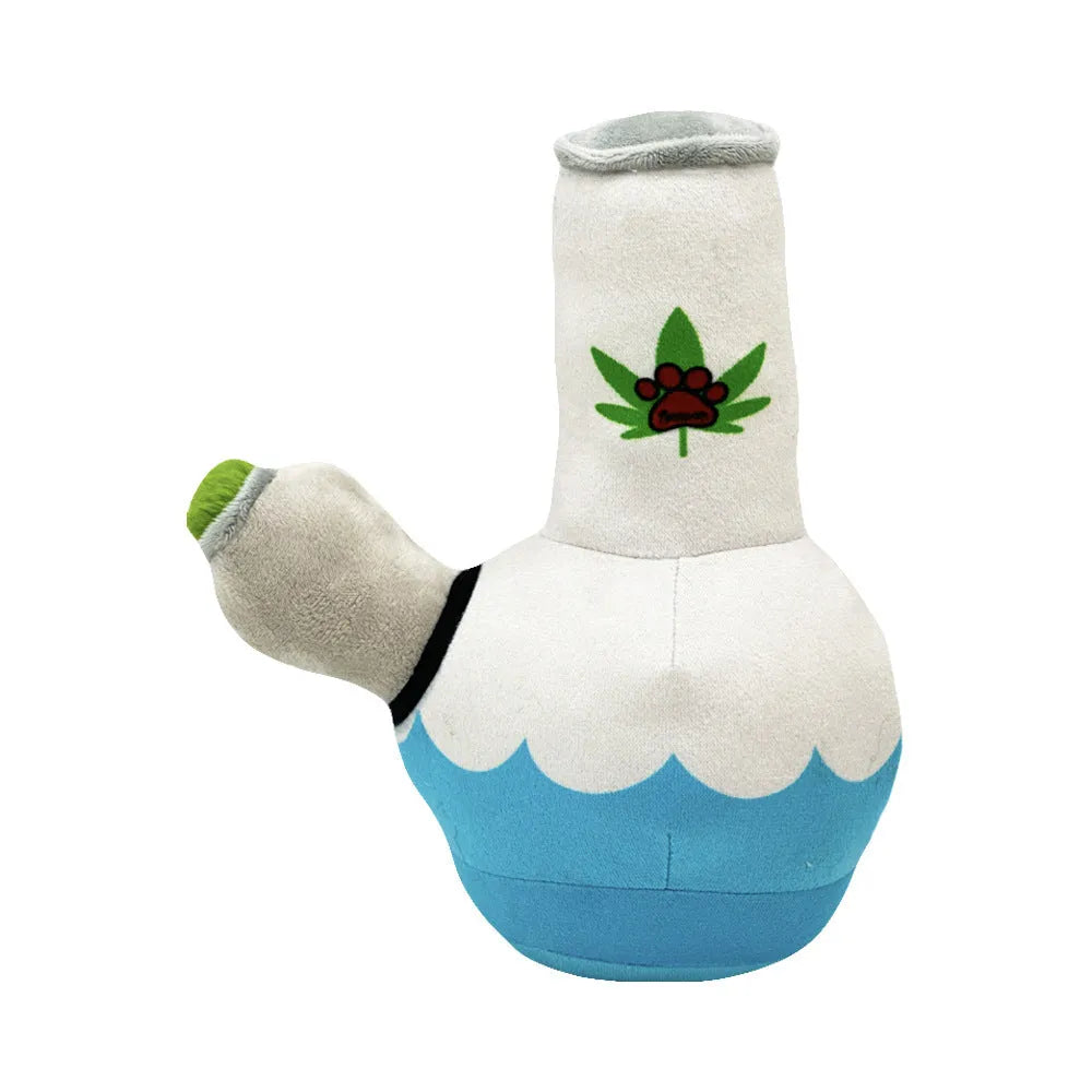 24cm dog sounding kettle plush squeaky toy in picture style colour on white background