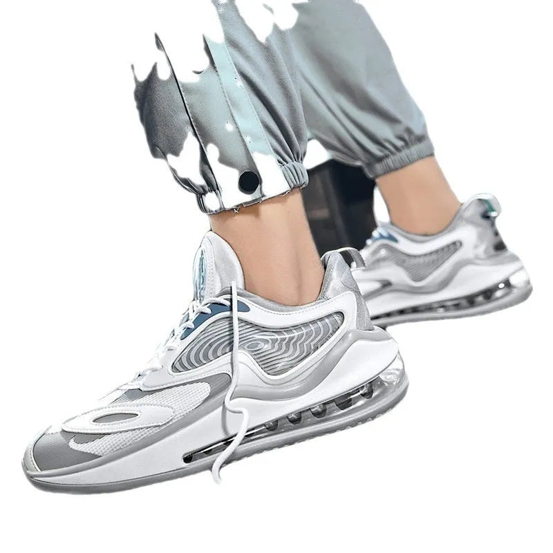 Men's casual shoes with air cushion soles in Space Black colour showing height increasing design