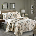 Quilted cotton bed cover set with printed pattern for 1.5-1.8m bed including bedspread and two pillowcases