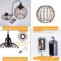 Outdoor waterproof LED chandelier made of iron, 1W battery powered, for camping or balcony use