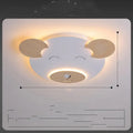Creative cartoon bear ceiling lamp with PMMA lampshade, wrought iron mount, and wood grain finish, large size 54x46x4cm