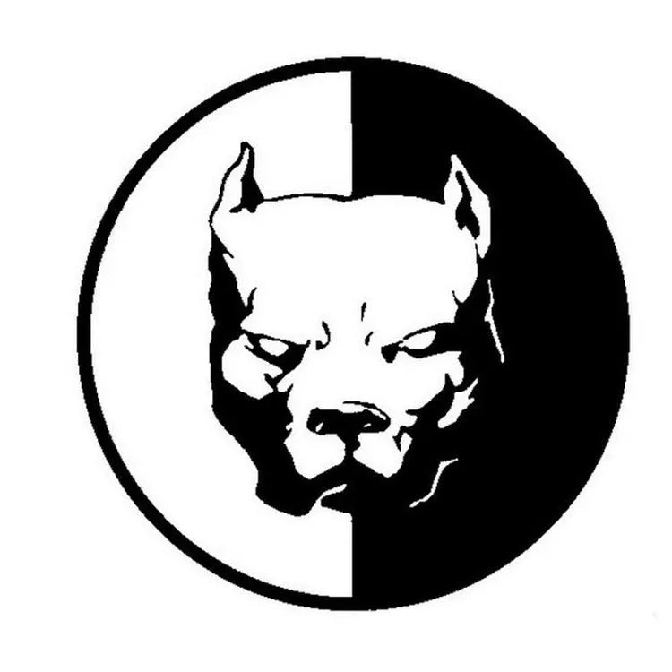 12x12cm reflective car sticker featuring a black, white, and red bulldog superhero dog R design.
