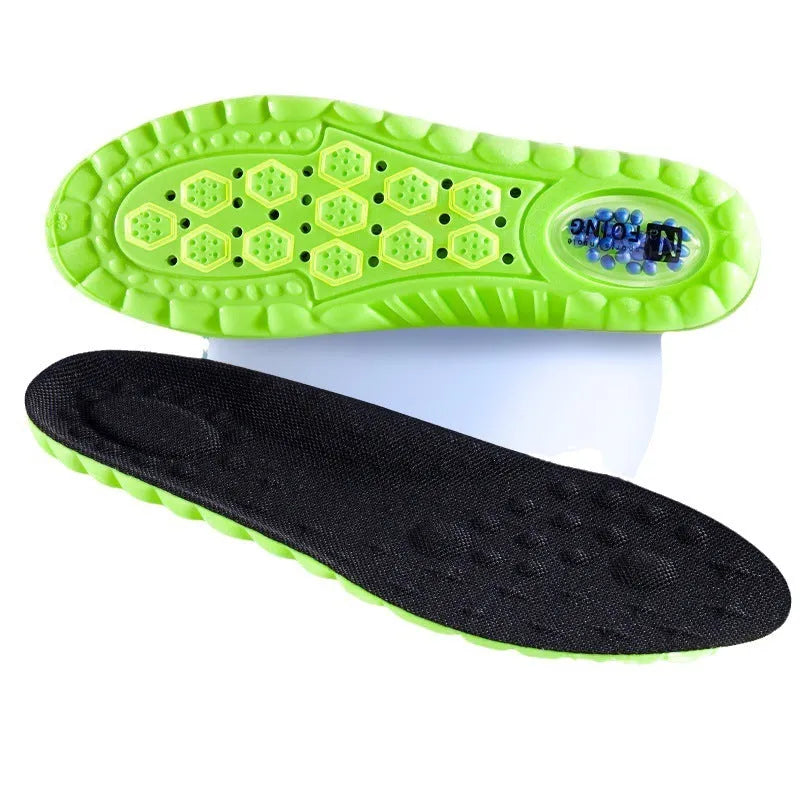 Green PU sports insoles with air cushion design and argy wormwood for shock absorption