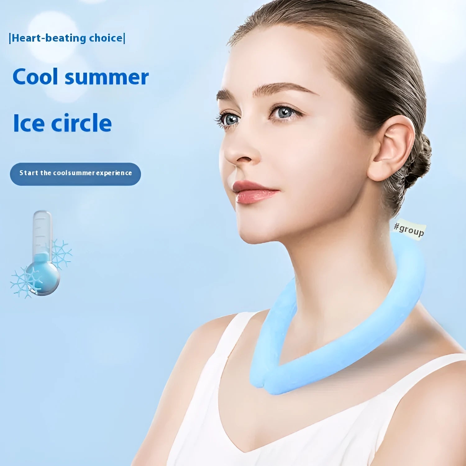 Cooling neck hanging ice ring in blue, white, pink, and yellow colours for outdoor sports heatstroke prevention