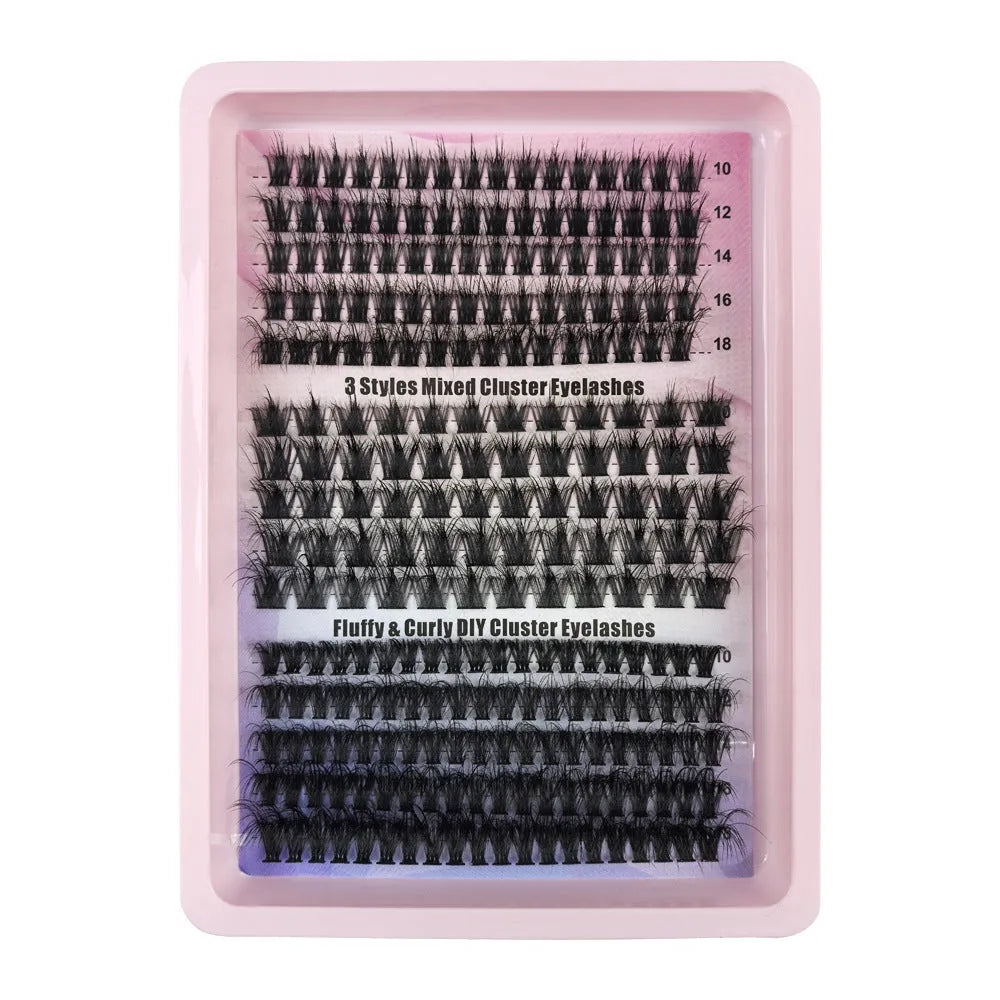 Large capacity mixed false eyelashes box with high imitation material lashes in compact storage case