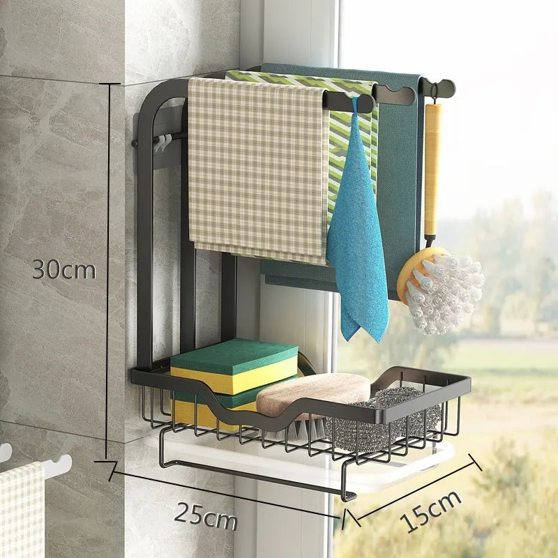 Foldable plastic kitchen storage rack in new Chinese style for wall mounting or desktop use.