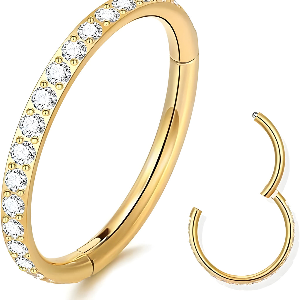 Stainless steel seamless nose ring showing round shape in one of eight colour finishes.