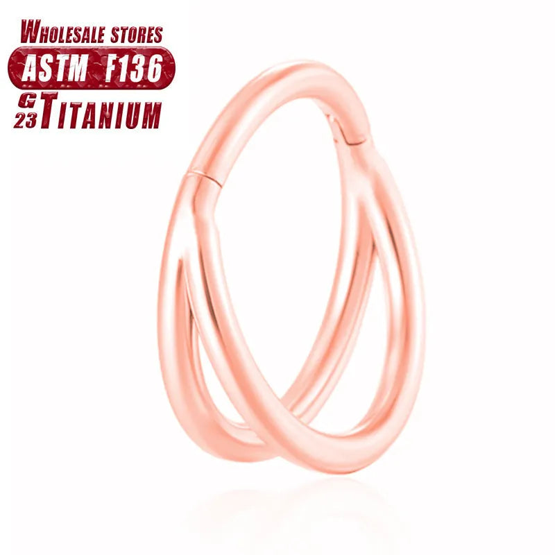 Titanium alloy fork nose ring with diamond-cut finish shown in silver colour.