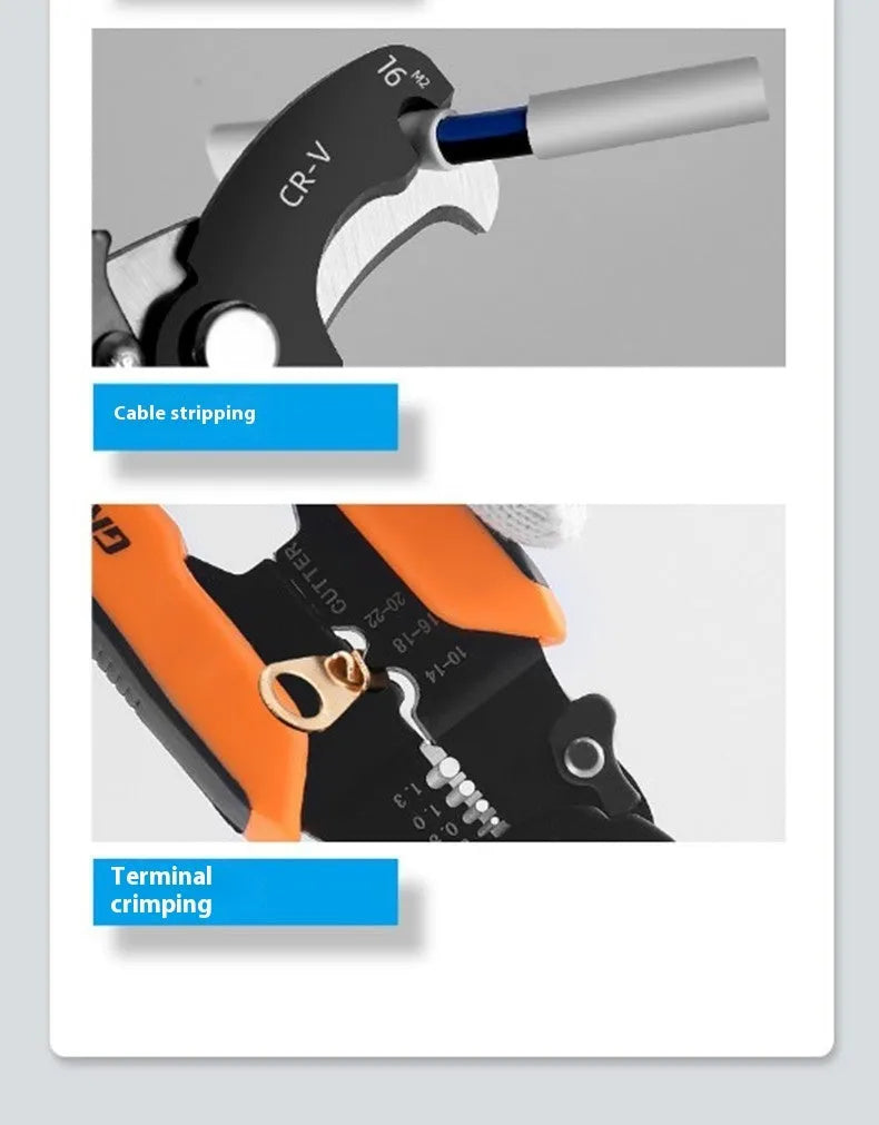 Fully automatic wire stripping pliers with high carbon steel blades for electrical installation