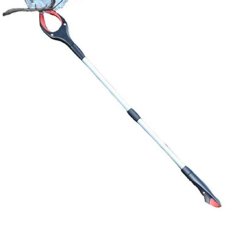 Sewer pliers and trash clip tool with coloured plastic handle and metal jaws.