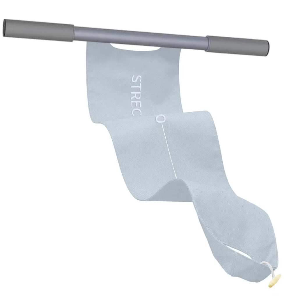 Yoga stretching tool in grey or pink colours for shoulder, back and hip flexibility exercises
