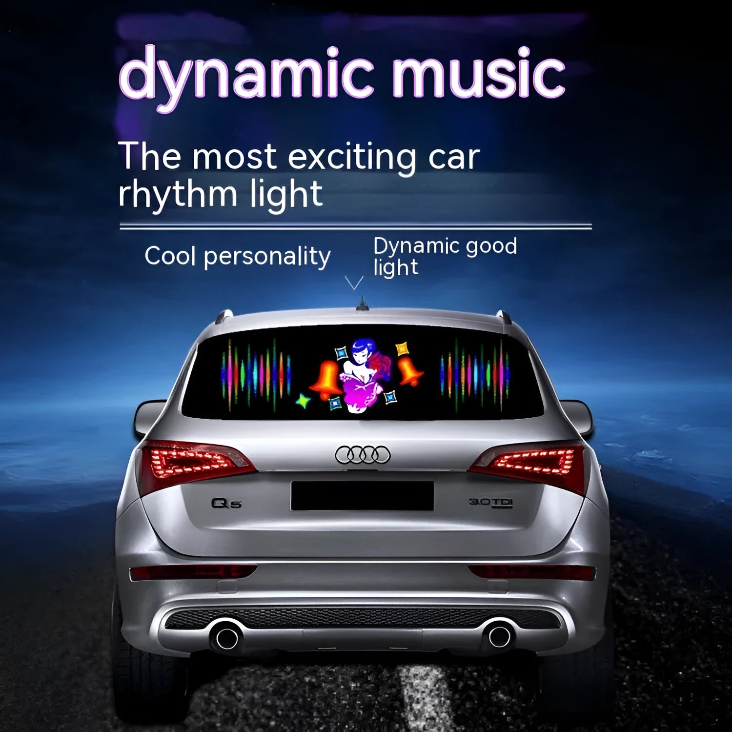 90cm car interior rhythm lamp with voice control and music synchronisation lighting
