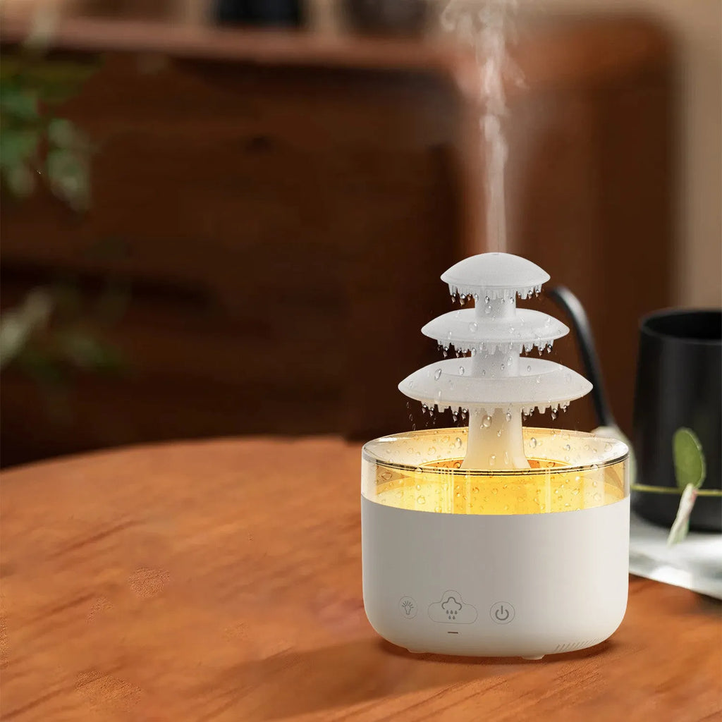 New Cloud Rain Air Humidifier Essential Oil Diffuser 500ml white USB mist colourful light
