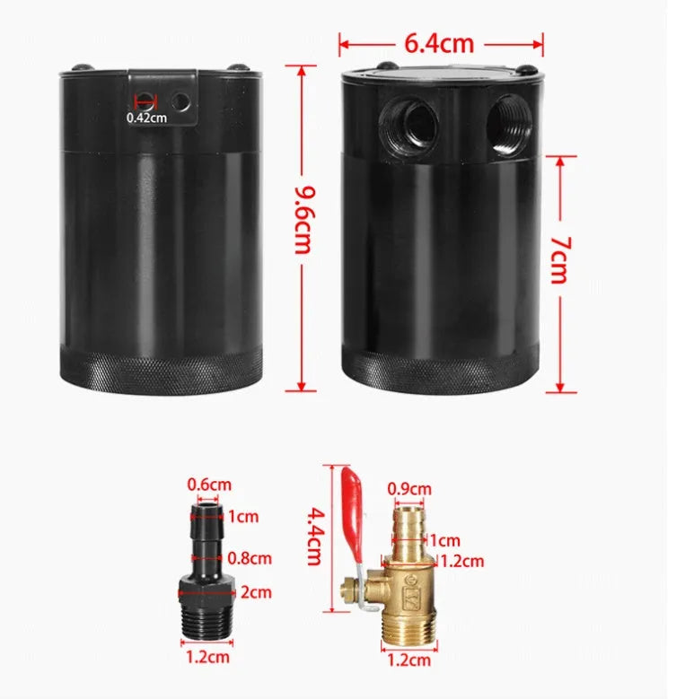 Aluminium automotive oil can with two-hole design in black or silver