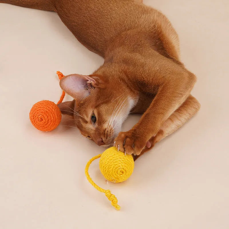 Multi-colour cat toy set with bite-resistant catnip ball and aluminium rod teaser stick