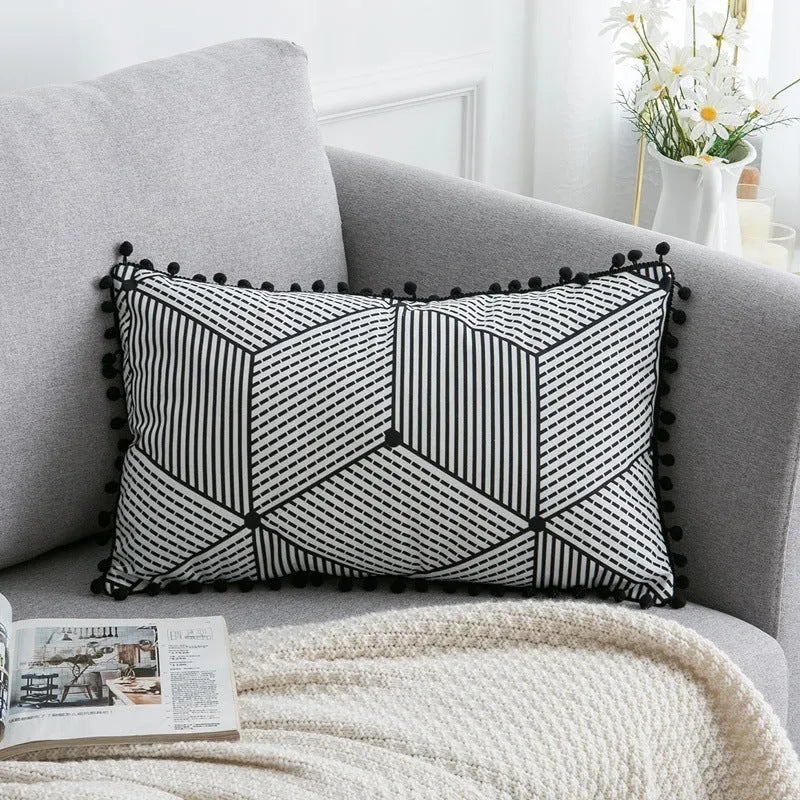 Bohemian national throw pillow pillowcase in light gray, 30x50cm, polyester fibre, for living room decor