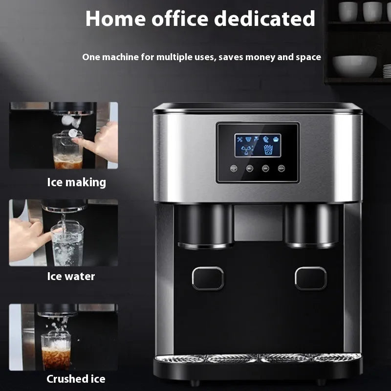 Black desktop 16kg ice maker with stainless steel bin and ice crushing function