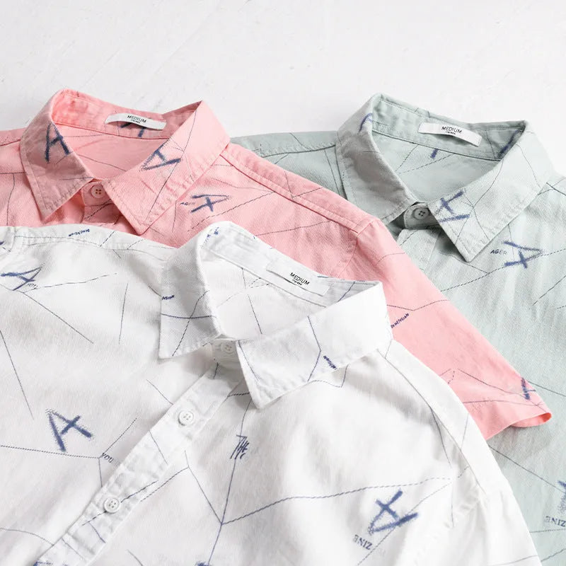 Loose fit letter print short sleeve shirt in pure cotton for women, white colour option, front view