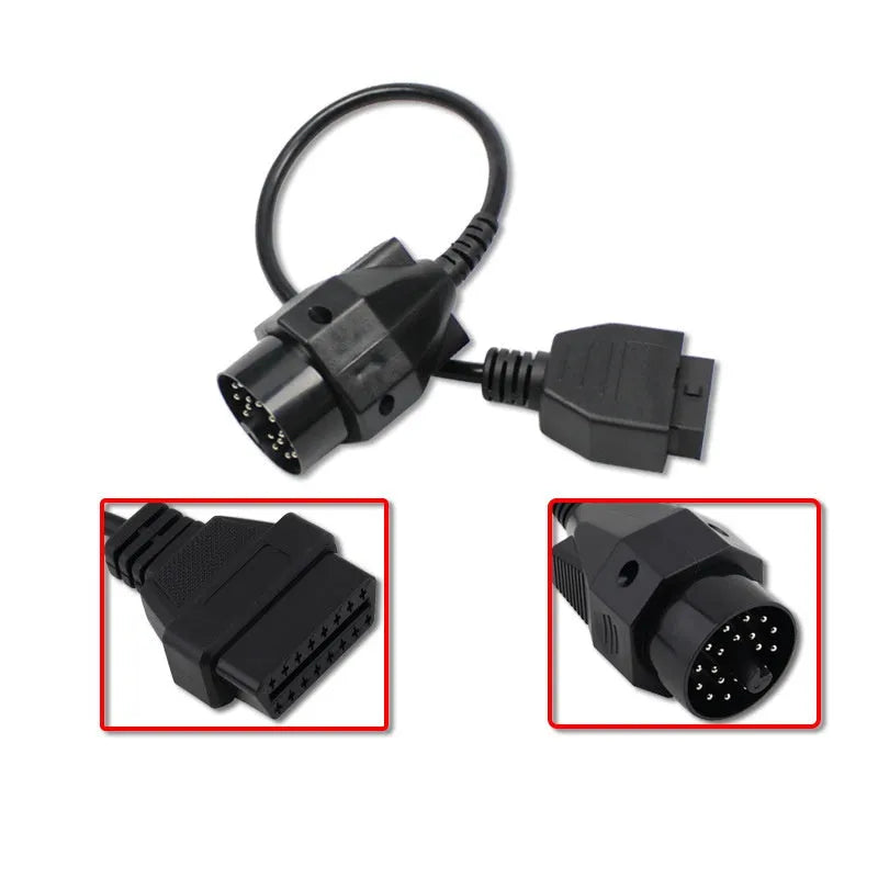 BMW OBD2 diagnostic connector cable converting 20-pin to 16-pin interface for vehicle diagnostics