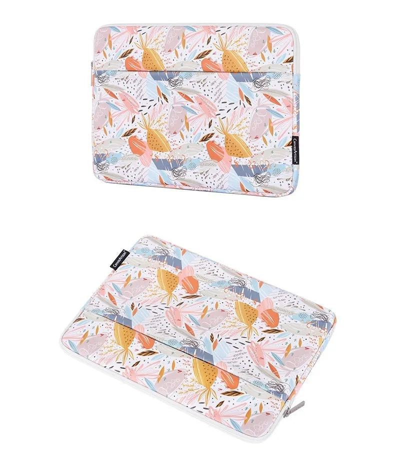White waterproof PU leather laptop inner bag for 14-inch devices on a plain background.